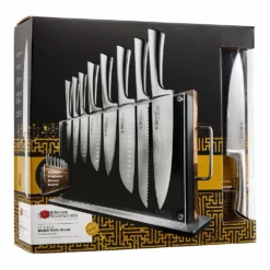 Baccarat Damashiro Bodo 10 Piece Japanese Steel Knife Block With Chopping Board -Deals Baccarat Store 1033641 bc dm bodo 10pce ecomm