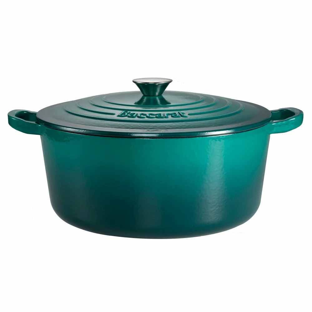 Baccarat Le Connoisseur Cast Iron Round French Oven 29cm/6.3L Teal 3 Baccarat Le Connoisseur Cast Iron Round French Oven 29cm/6.3L Teal