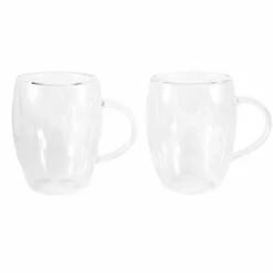 Baccarat Barista Cafe 2 Piece Double Walled Thermal Glass Mugs Set 300ml