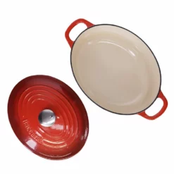 Baccarat Le Connoisseur 27cm Cast Iron Oval French Oven With Lid Red 3.5L -Deals Baccarat Store pcp 1021275 3 2