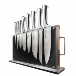 Baccarat Damashiro Bodo 10 Piece Japanese Steel Knife Block With Chopping Board -Deals Baccarat Store pcp 1033641 1