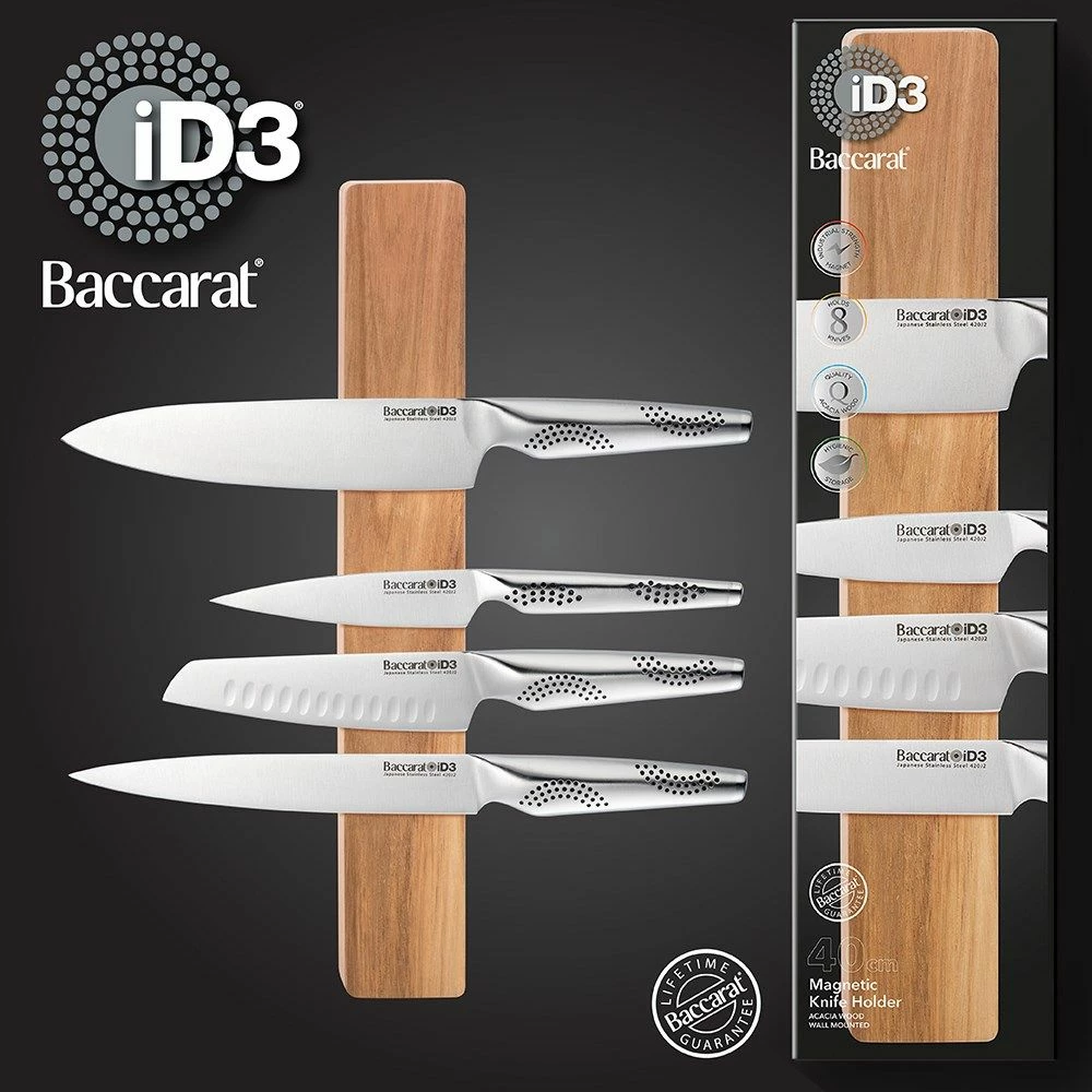 Baccarat ID3 Magnetic Acacia Wood Wall Mounted Knife Holder 40cm Brown 7 Baccarat ID3 Magnetic Acacia Wood Wall Mounted Knife Holder 40cm Brown - Image 5