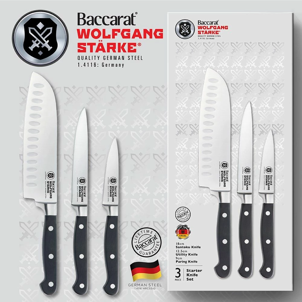 Baccarat Wolfgang Starke 3 Piece Stainless Steel Kitchen Knife Starter Set 5 Baccarat Wolfgang Starke 3 Piece Stainless Steel Kitchen Knife Starter Set - Image 3