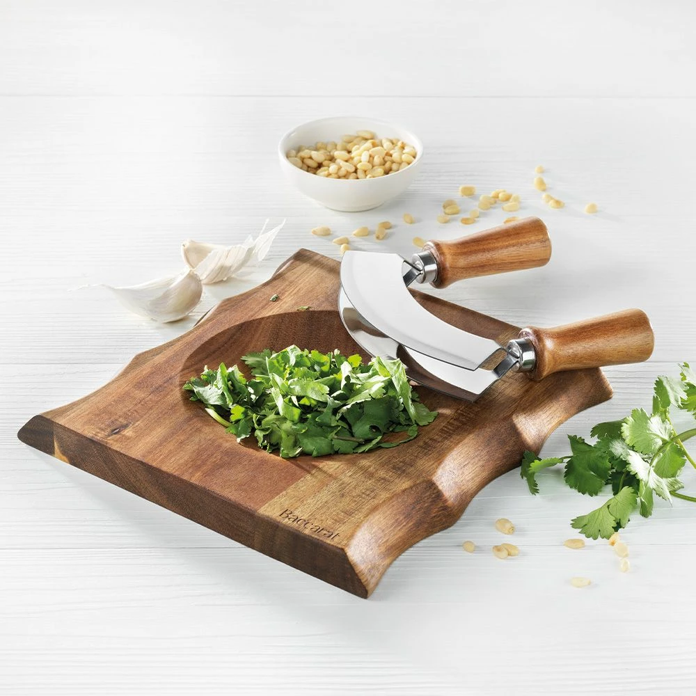 Baccarat Spice Market Mezzaluna Rocking Chopper & Board Set 3 Baccarat Spice Market Mezzaluna Rocking Chopper & Board Set