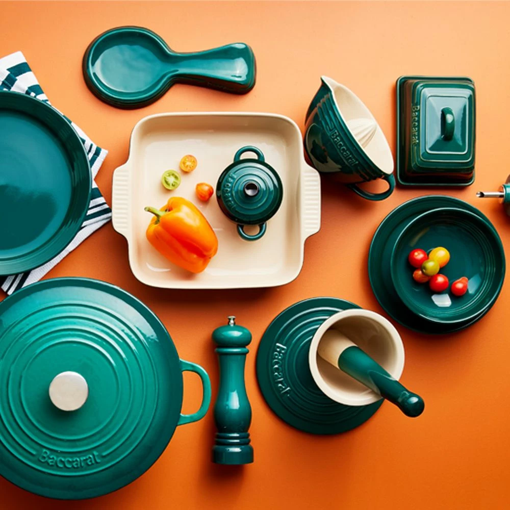 Baccarat Le Connoisseur Cast Iron Round French Oven 29cm/6.3L Teal 7 Baccarat Le Connoisseur Cast Iron Round French Oven 29cm/6.3L Teal - Image 5